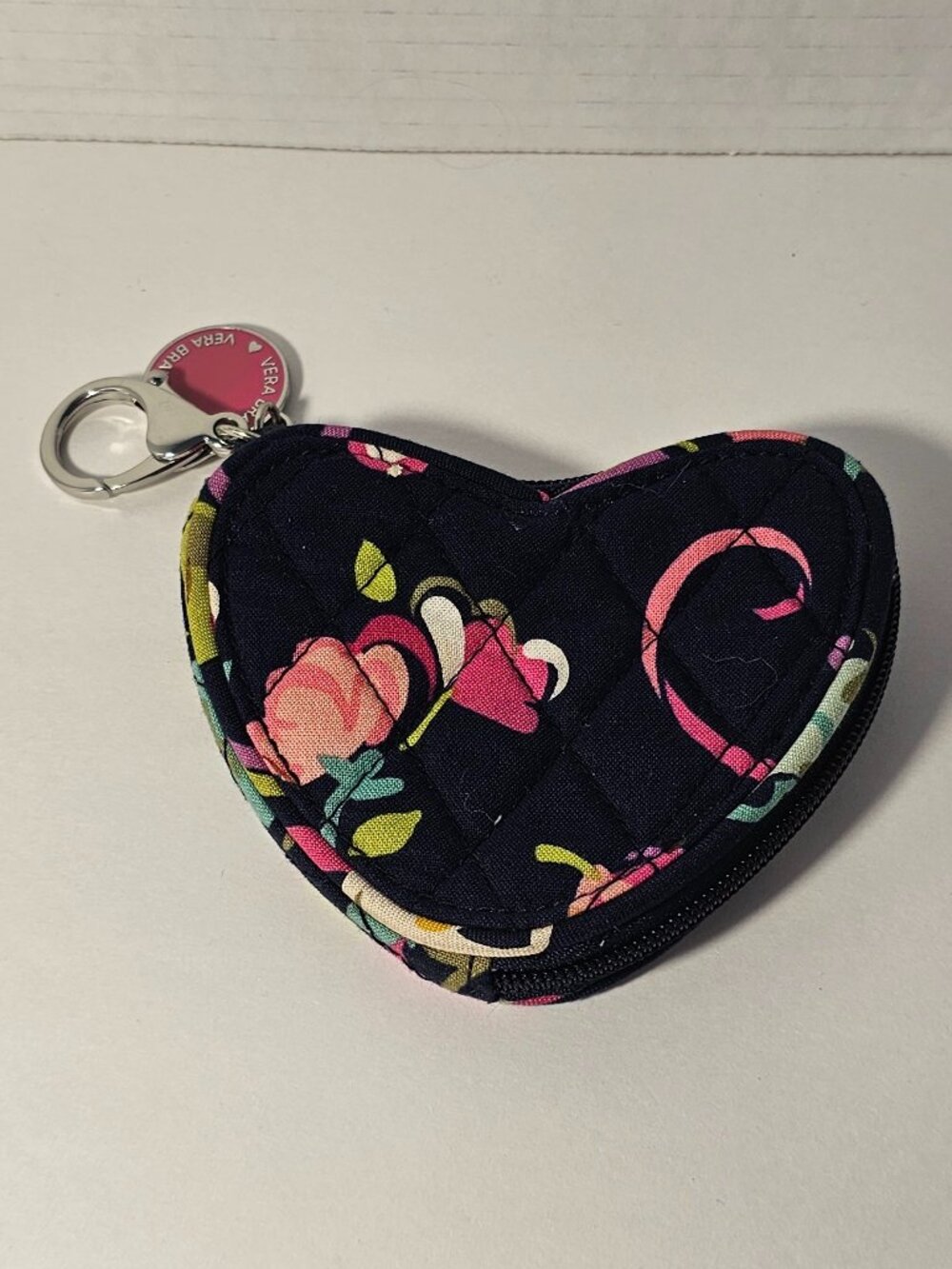 Vera Bradley Heart-Shaped Coin Purse Original Ribbons Pouch Sweetheart Bag Purse